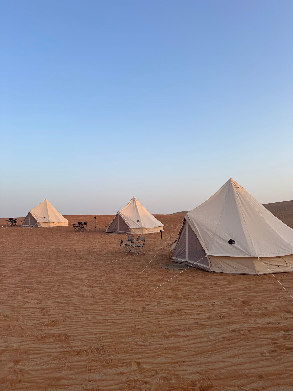 Nomadic glamping camp in the desert by day